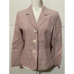 Brooks Brothers Womens Blazer Jacket Long Sleeve Striped Red Size 4 B218‎